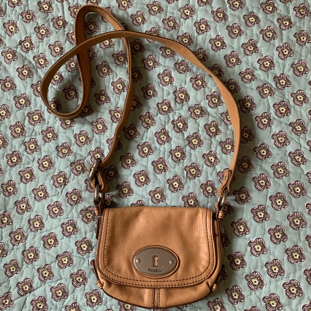 Fossil Cross Body Brown Leather Purse